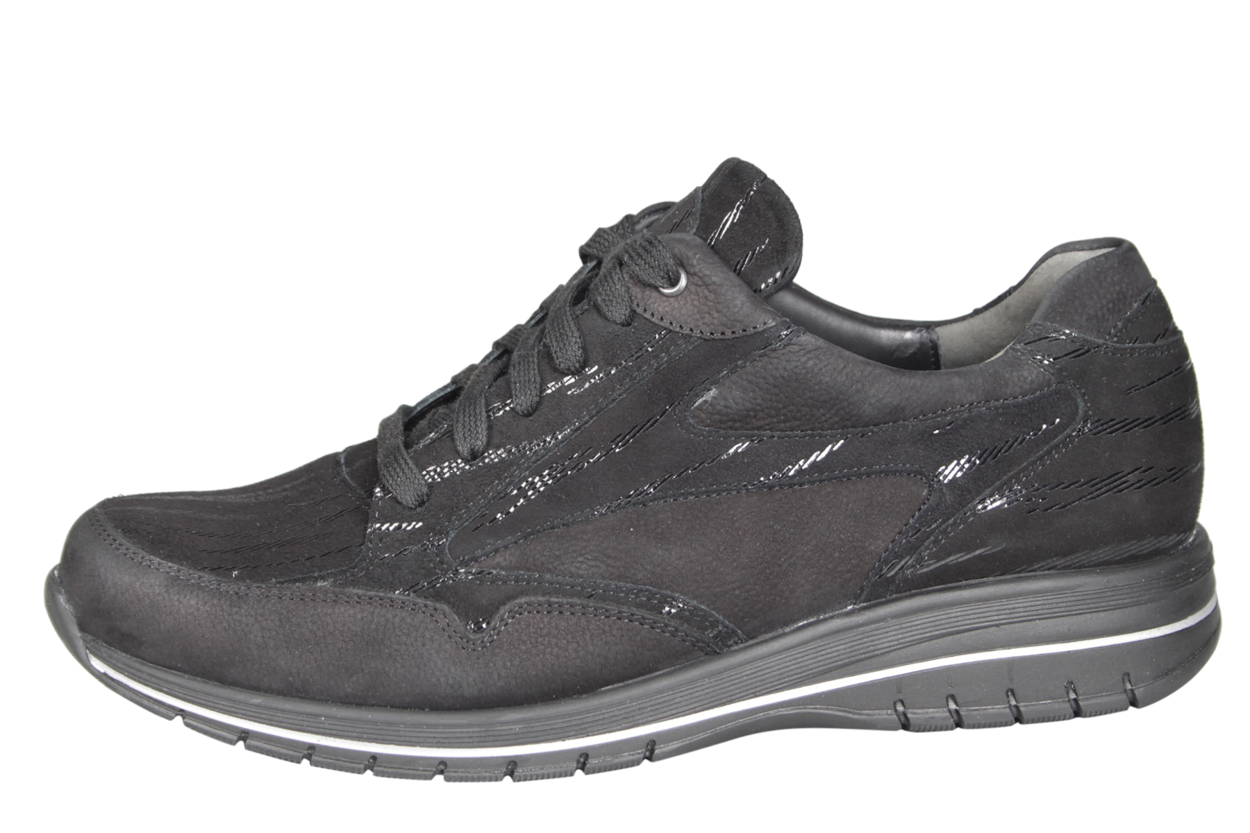 Durea 6148.8094 Wijdte K Zwarte Sneaker Wijdeman Dames Comfortschoenen